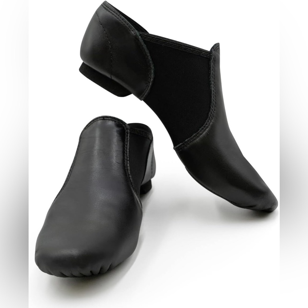 Capezio E Series Jazz Slip On Shoes Size 8 Black Leather Dance EJ2 New